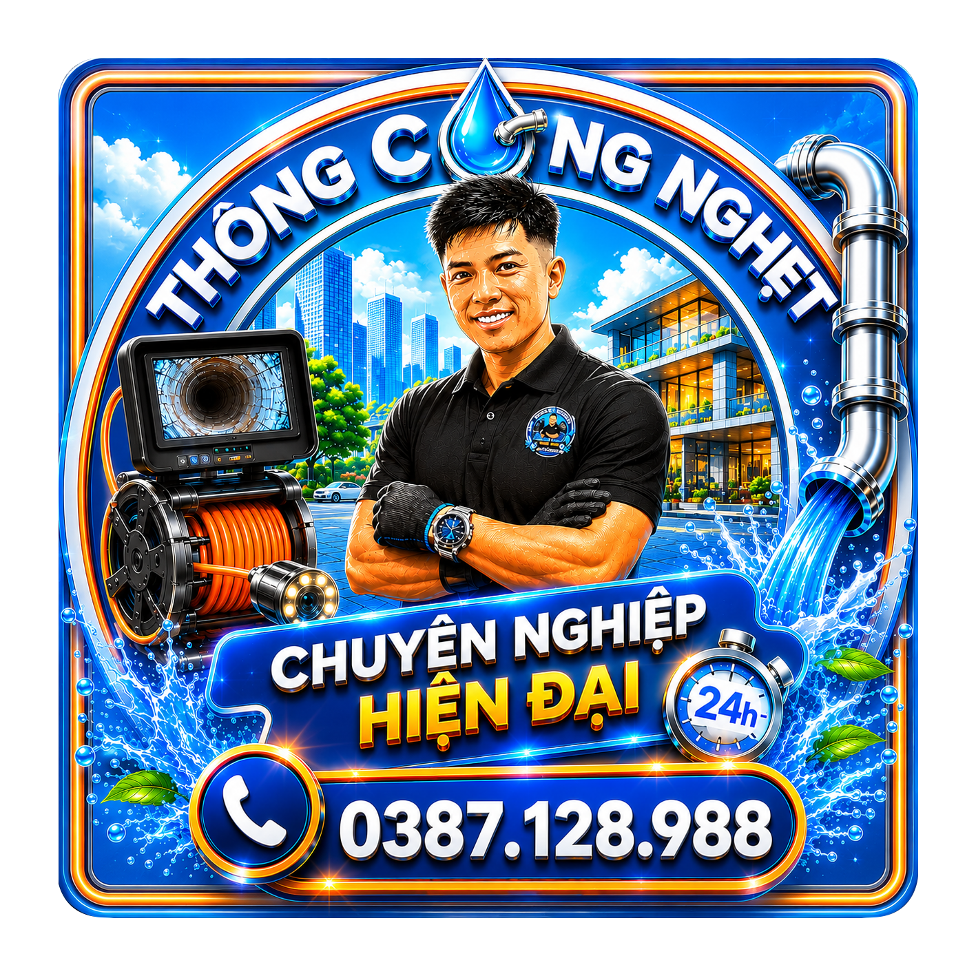 Logo Trần Điền 24H cung cấp dịch vụ thông cống nghẹt chuyên nghiệp, camera nội soi đường ống và dò rò rỉ nước tại Vũng Tàu, Bà Rịa, Long Điền, Long Hải, Phú Mỹ, Xuyên Mộc và TP. Hồ Chí Minh.