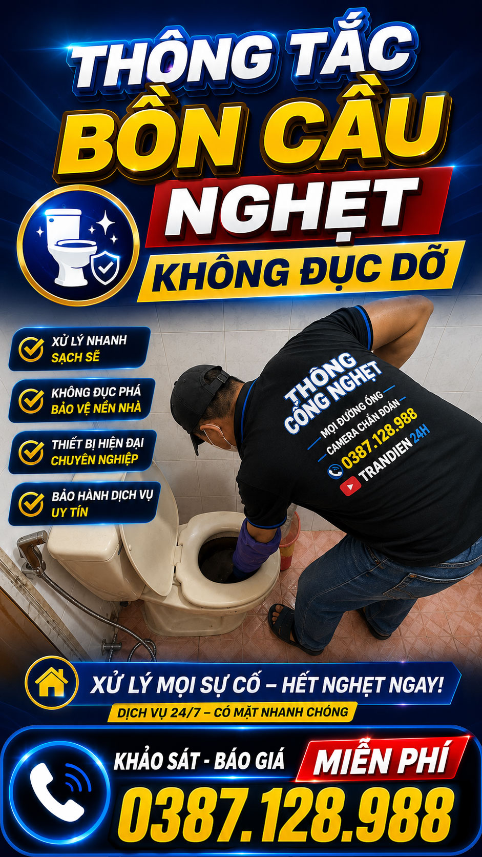 Dịch vụ thông tắc bồn cầu nghẹt không đục dỡ bằng máy chuyên dụng, xử lý nhanh sạch sẽ tại Vũng Tàu, Bà Rịa, Long Điền, Long Hải, Phú Mỹ, Xuyên Mộc và TP. Hồ Chí Minh.