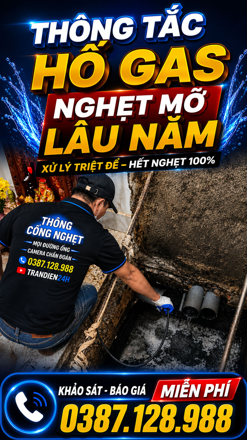 Dịch vụ thông tắc hố ga nghẹt mỡ lâu năm bằng máy chuyên dụng, xử lý triệt để không đục phá tại Vũng Tàu, Bà Rịa, Long Điền, Long Hải, Phú Mỹ, Xuyên Mộc và TP. Hồ Chí Minh.