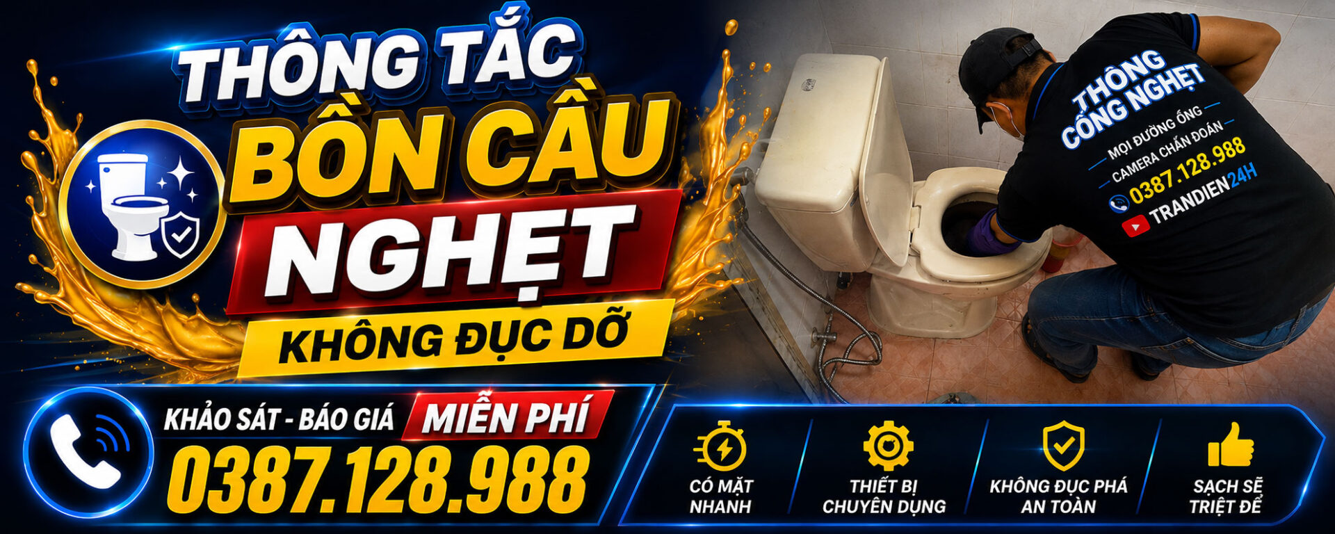 Dịch vụ thông tắc bồn cầu nghẹt không đục dỡ bằng máy chuyên dụng, xử lý bồn cầu thoát nước chậm nhanh chóng tại Vũng Tàu, Bà Rịa, Phú Mỹ, Long Điền, Long Hải, Xuyên Mộc và TP. Hồ Chí Minh.